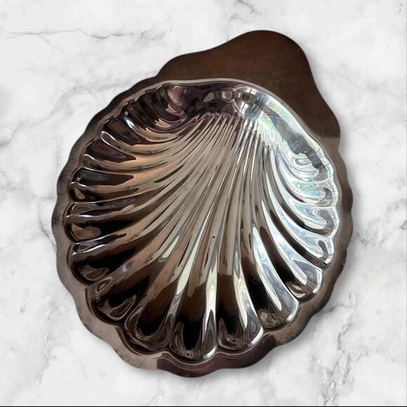 Vintage Oneida Silversmiths Silverplate Shell Dish Scallop Seashell Serving Bowl - Picture 5 of 5